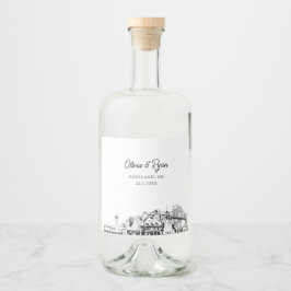 Minimalistische Portland Wedding Custom Alkoholflaschenetikett
