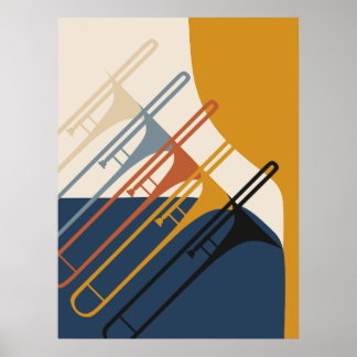 Minimalistische Posaunenharmonie | Mid-Century Mod Poster