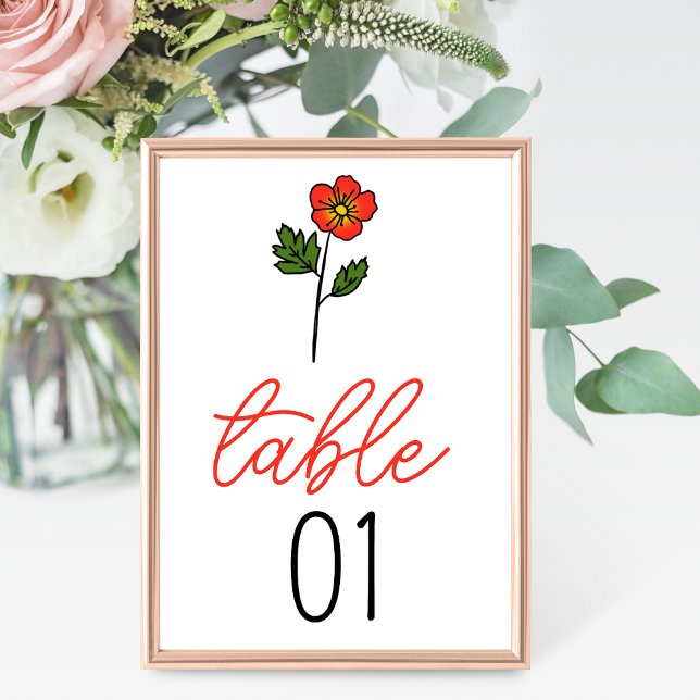 Minimalistische Primrose-Hochzeitsszitat-Tischnumm Tischnummer (Von Creator hochgeladen)