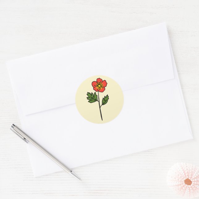 Minimalistische Primrose-Hochzeitsticker Runder Aufkleber (Umschlag)