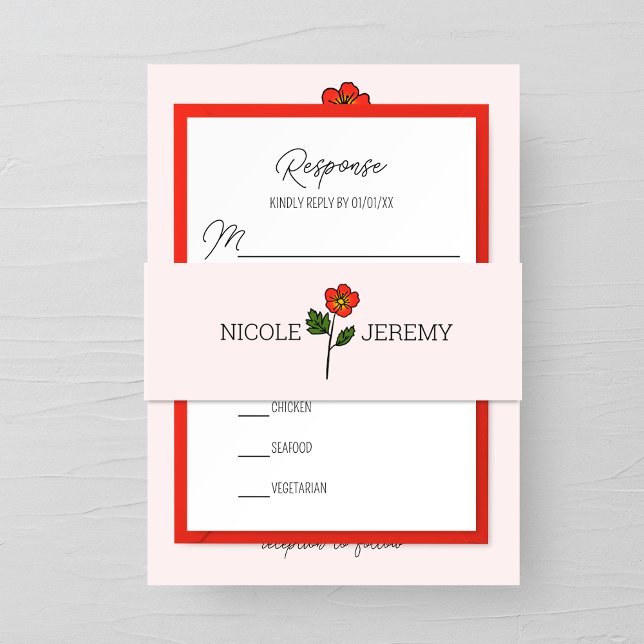 Minimalistische Primrose Wedding Invitation Bly Ba Einladungsbanderole (Von Creator hochgeladen)