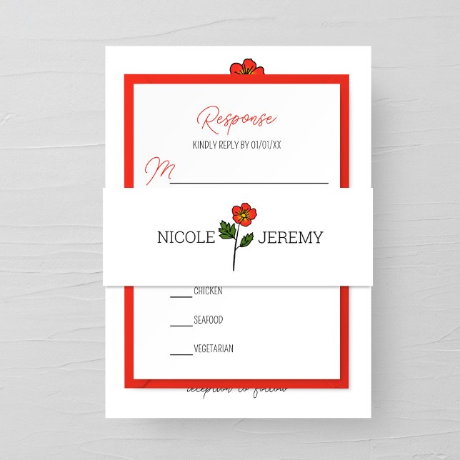 Minimalistische Primrose Wedding Invitation Bly Ba Einladungsbanderole (Von Creator hochgeladen)