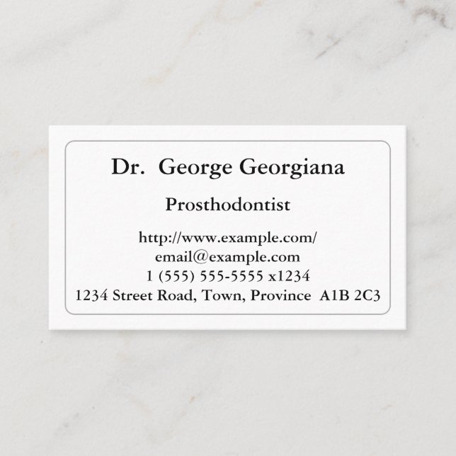 Minimalistische Prosthodontistische Visitenkarte (Vorderseite)