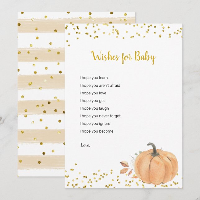 Minimalistische Pumpkin Floral Wünsche für Kinders Einladung (Vorne/Hinten)