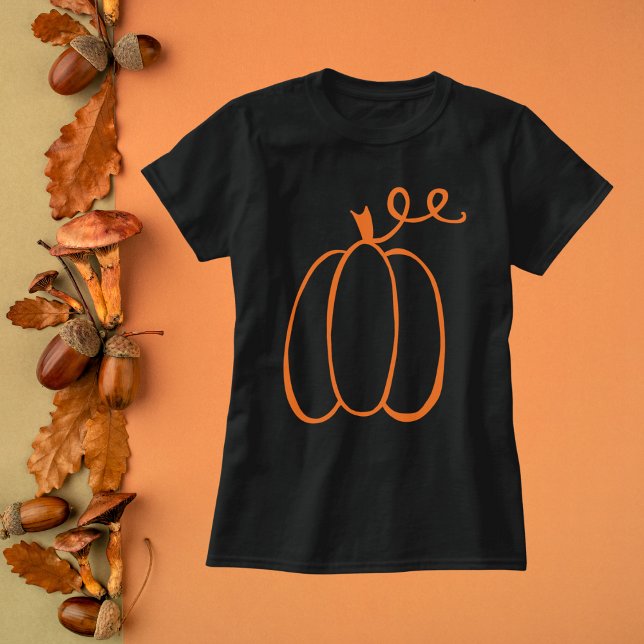 Minimalistische Pumpkin-Kontur Herbst T-Shirt (Von Creator hochgeladen)