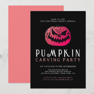 Minimalistische Pumpkin Spooky Carving Party Hallo Einladung