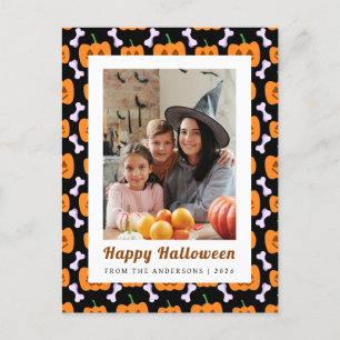 Minimalistische Pumpkin Spooky Happy Halloween 1 F Feiertagspostkarte