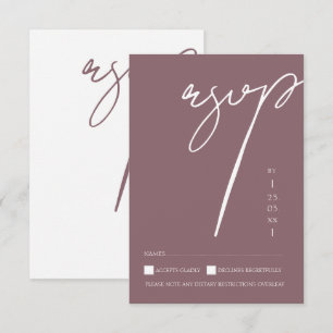Minimalistische Purple-Schrift-Typografie-Hochzeit RSVP Karte