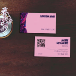 Minimalistische QR-blaue lila rosa Visitenkarte