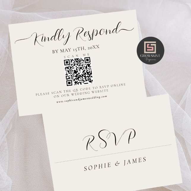 Minimalistische QR-Code-Kalligrafie-RSVP-Karte RSVP Karte (Minimalist Wedding QR Code Calligraphy RSVP Card)