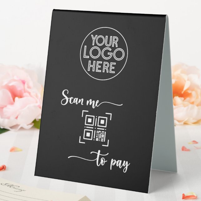Minimalistische QR-Code-Prüfung zur Bezahlung des  Tischaufsteller (In Situ (Hochzeit))
