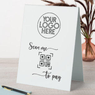 Minimalistische QR-Code-Prüfung zur Bezahlung von Tischaufsteller