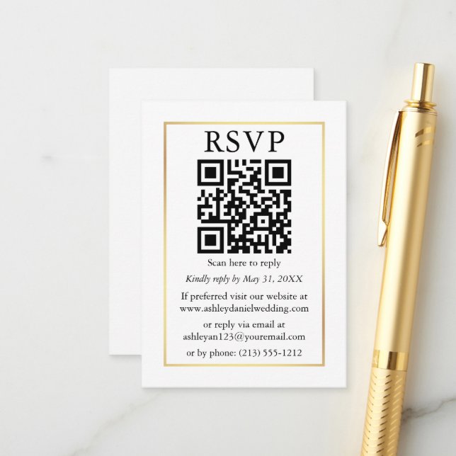 Minimalistische QR Gold Frame UAWG Begleitkarte (Vorderseite/Rückseite Beispiel)