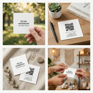Minimalistische quadratische Visitenkarte mit QR-C