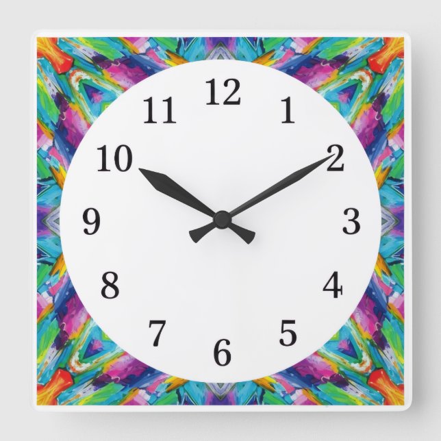 Minimalistische quadratische Wall-Uhr nur mit Zahl Quadratische Wanduhr (Vorderseite)