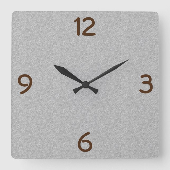 Minimalistische Quartalszahlen grau Quadratische Wanduhr (Vorderseite)