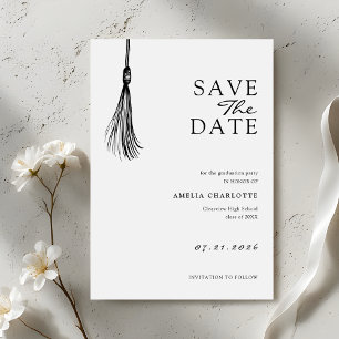 Minimalistische Quasten-Abschlussfeier Save The Date