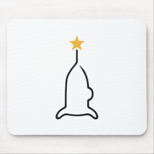 Minimalistische Rakete, One-Line-Kunst mit gelbem Mousepad
