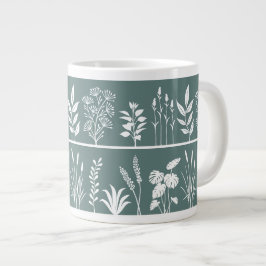 Minimalistische Rauch Teal Botanische Pflanzen Sil Jumbo-Tasse