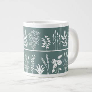 Minimalistische Rauch Teal Botanische Pflanzen Sil Jumbo-Tasse