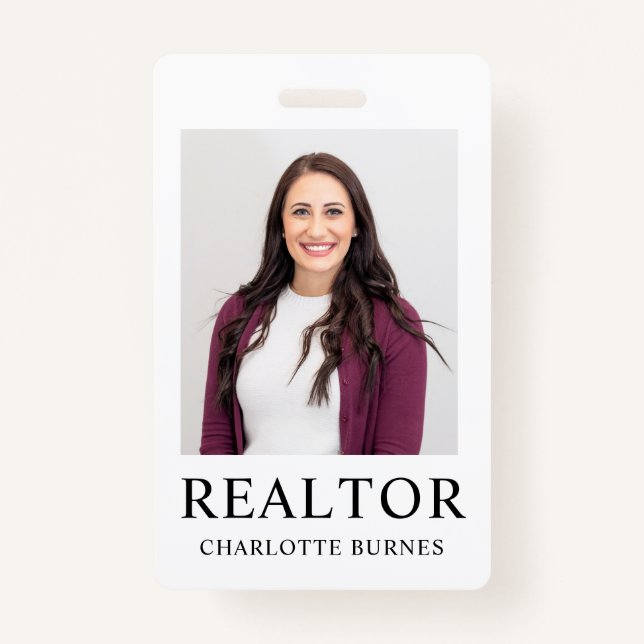Minimalistische Realtor Foto Abzeichen ID Card Ausweis (Vorderseite)