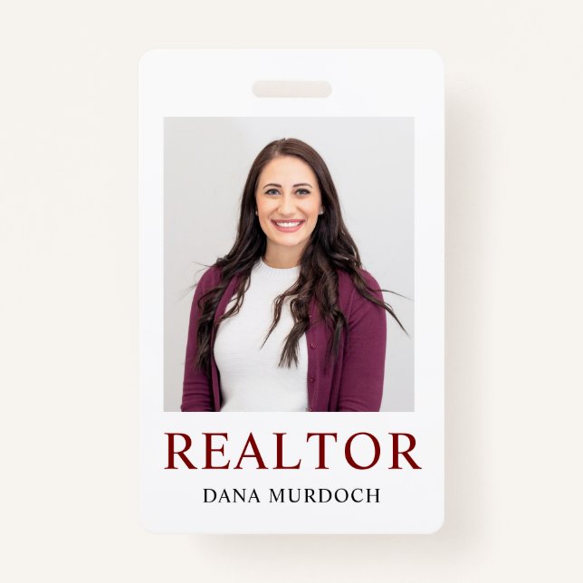 Minimalistische Realtor Foto Abzeichen ID Card Ausweis (Vorderseite)