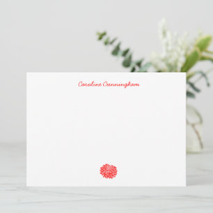 Minimalistische Red Chrysanthemum Flat Note Card Mitteilungskarte
