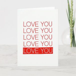 Minimalistische „Red Love You“-Karte Karte