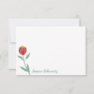 Minimalistische Red Protea-Blume Zeichne Personali Mitteilungskarte