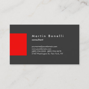 Minimalistische Red Strip Gray Business Card Visitenkarte