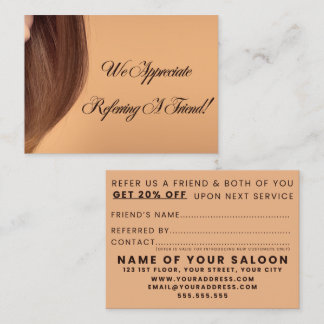 Minimalistische Referenz-Karte des eleganten Salon Empfehlungskarte