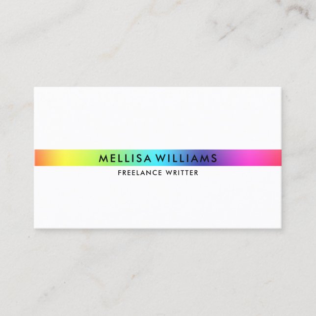 Minimalistische Regenbogenfarben dünner Streifen Visitenkarte (Vorderseite)
