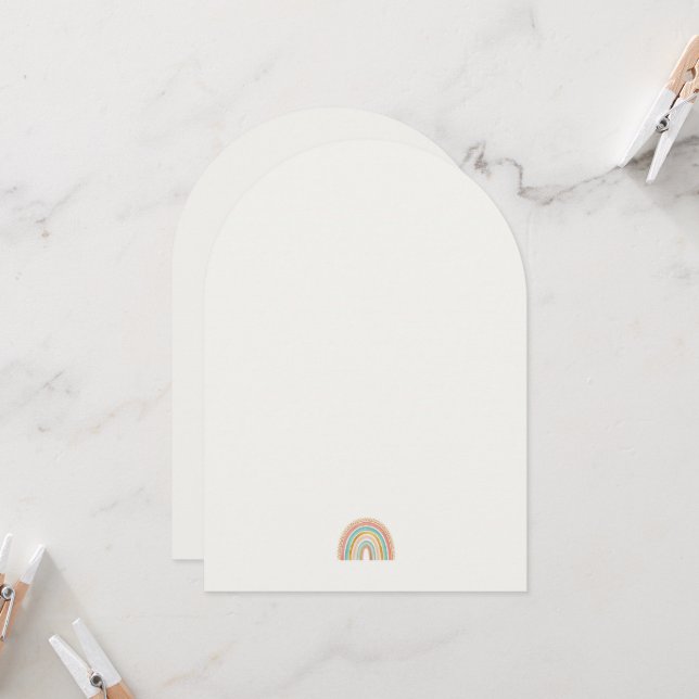 Minimalistische Regenbogenkarte | Modernes Geschir Einladung (Vorderseite/Rückseite Beispiel)
