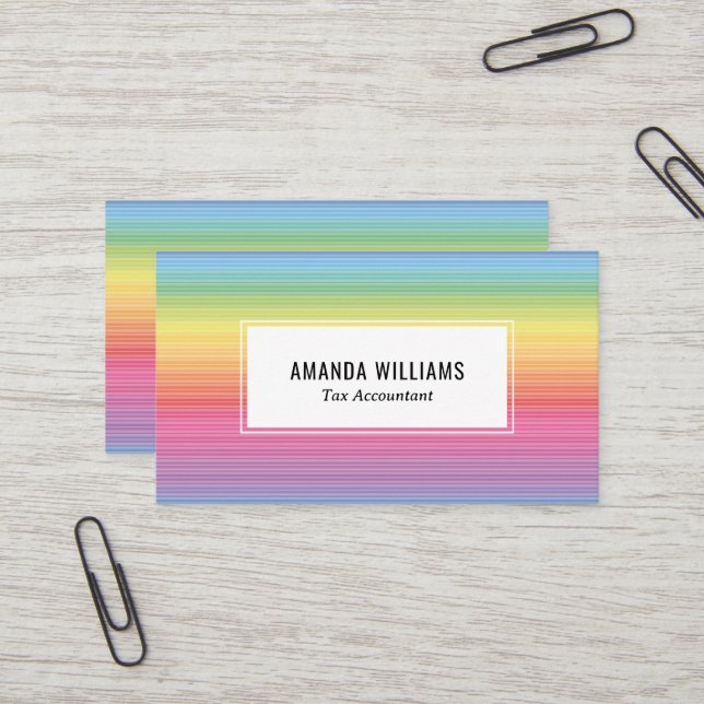 Minimalistische Regenbogenstreifen handgefertigt Visitenkarte (Vorderseite/Rückseite Beispiel)
