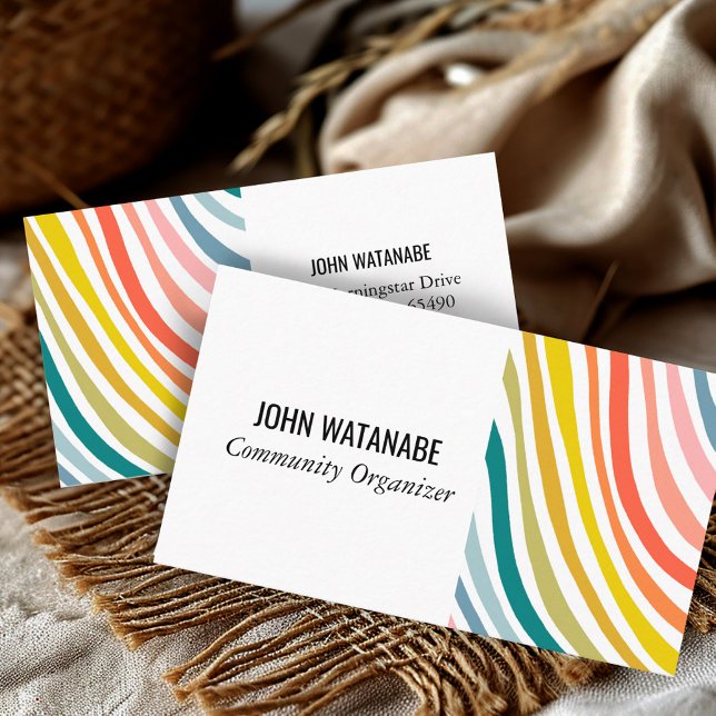 Minimalistische Regenbogenstreifen handgefertigt Visitenkarte (Rainbow Minimalist Stripes Handmade Pattern Business Card
)