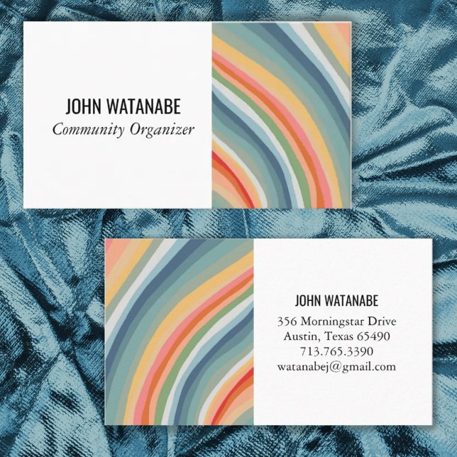 Minimalistische Regenbogenstreifen handgefertigt Visitenkarte (Von Creator hochgeladen)