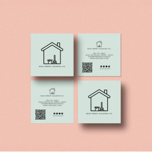 Minimalistische Reinigungsdienst QR CODE Branding  Quadratische Visitenkarte