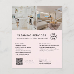 Minimalistische Reinigungsdienstleistungen Pink QR Flyer