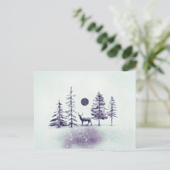 Minimalistische Rentier Weihnachten Weihnachten Postkarte (Stehend Vorderseite)