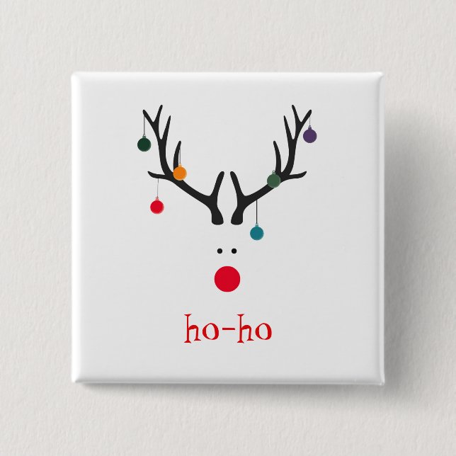 Minimalistische Rentiere auf weißem Ho-ho Button (Vorderseite)