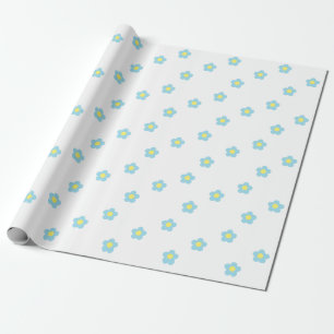 Minimalistische Retro 90er Y2k Pastellblau Blumen Geschenkpapier