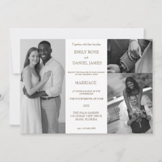 Minimalistische Retro-Fotocollage-Hochzeit Einladung