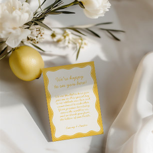 Minimalistische Retro-Gelbe Hochzeit Dankeskarte
