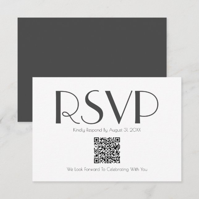 Minimalistische Retro-Inspiriert QR-Code-RSVP-Kart Dankeskarte (Vorne/Hinten)