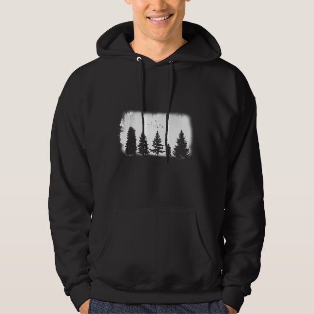 Minimalistische Retro Natur Wildbäume Hoodie (Vorderseite)