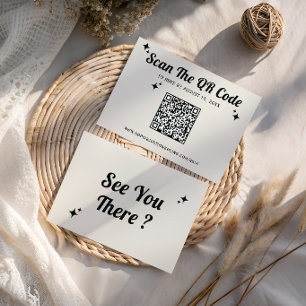 Minimalistische Retro-QR-Code-Hochzeit RSVP Karte