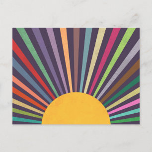 Minimalistische Retro-Regenbogen-Sonnenstrahlen Postkarte