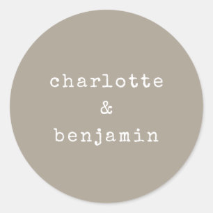 Minimalistische Retro Schreibmaschine Couple Names Runder Aufkleber