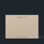 Minimalistische Retro Schreibmaschine Kraft Custom Dankeskarte<br><div class="desc">Minimalistische Retro Schreibmaschine Schwarz und Weißes Kraft Papier Maßgeschneiderte Hochzeit Dankeschön Karte</div>