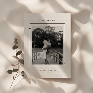 Minimalistische Retro-Schwarz-Weiß-Hochzeitsfoto  Save The Date